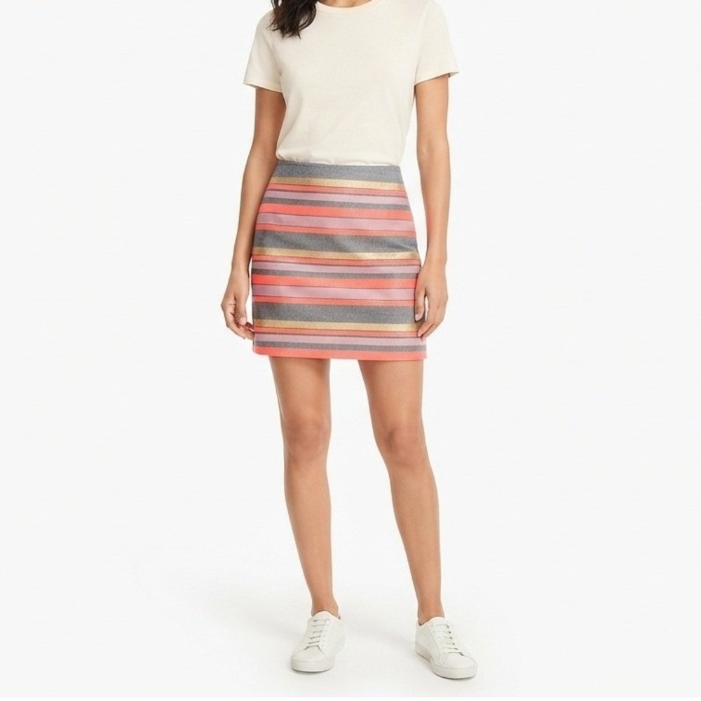 J. Crew‎ Factory Shiny Stripe Mini Skirt Size 2